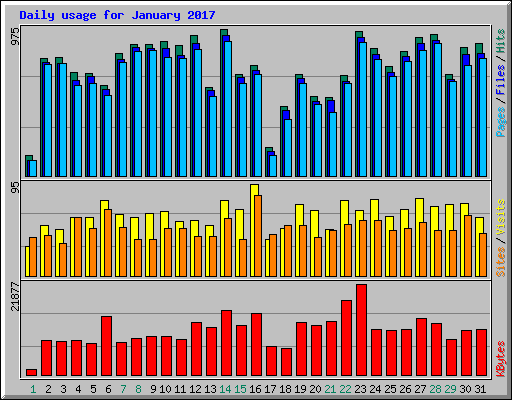 Daily usage for January 2017