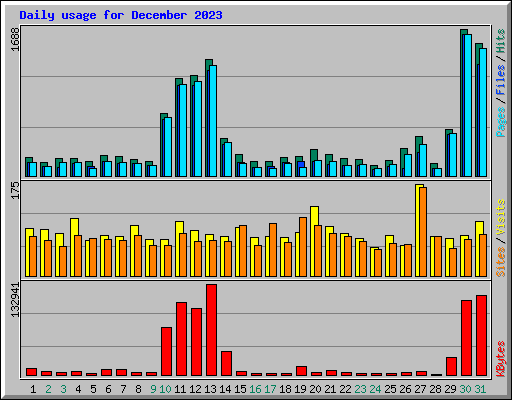 Daily usage for December 2023